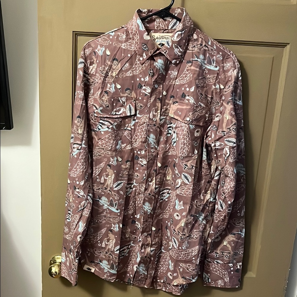 Men's Western Aloha Hawaiian Pearl Snap Shirt